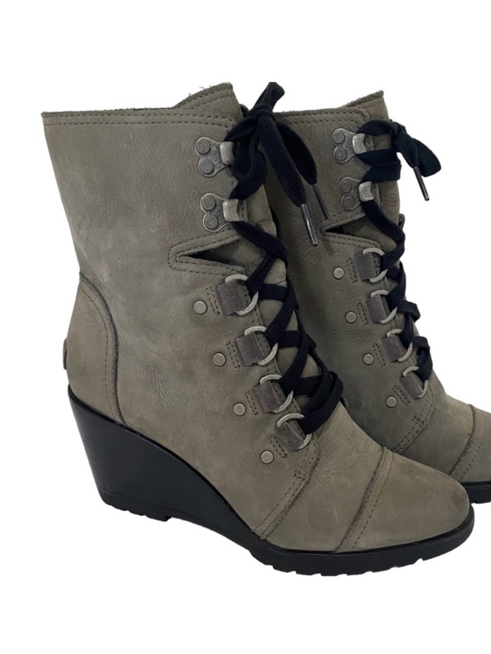 SOREL After Hours Leather Lace up Wedge Boots